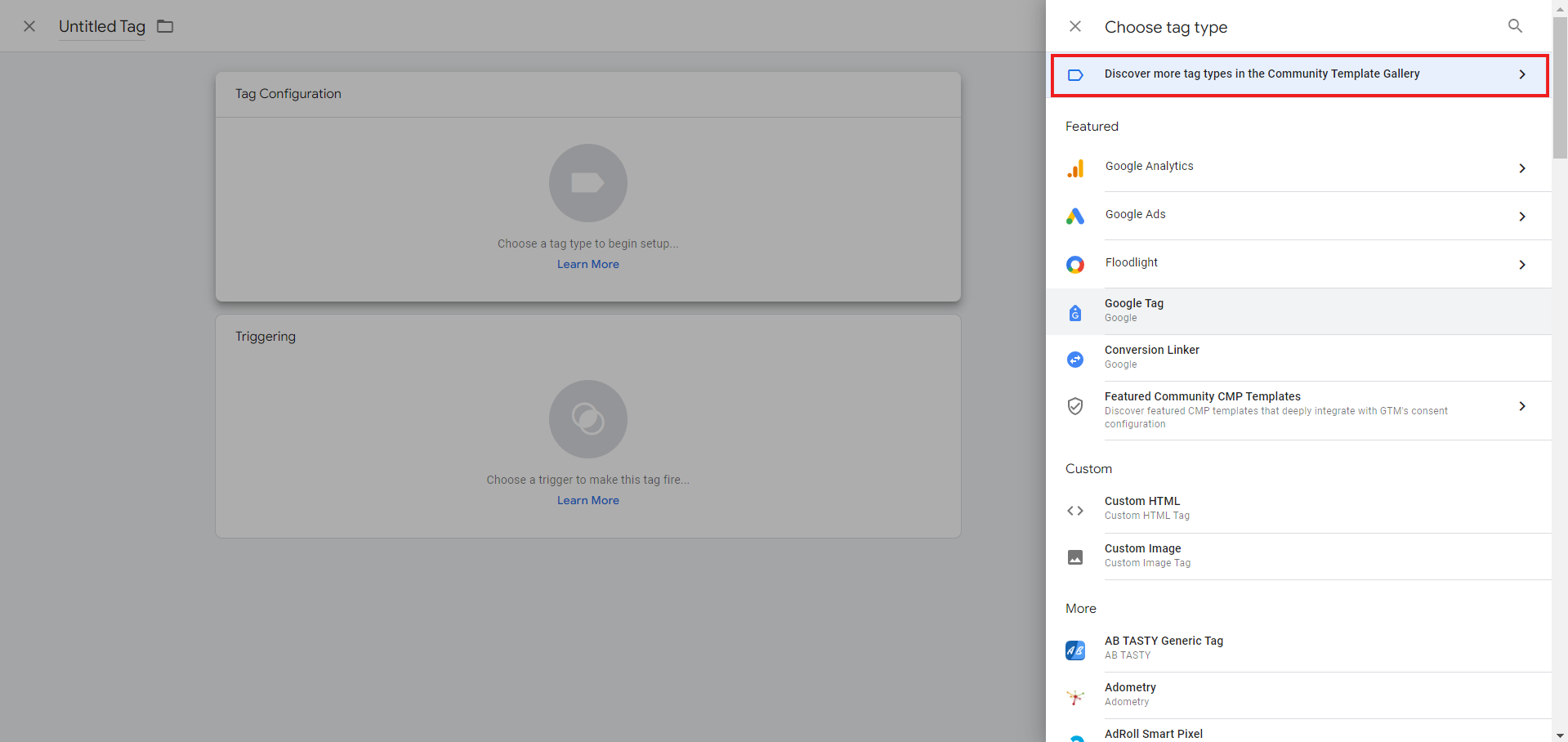 4. After that click on "Discover more tag types in the Community Template Gallery".
